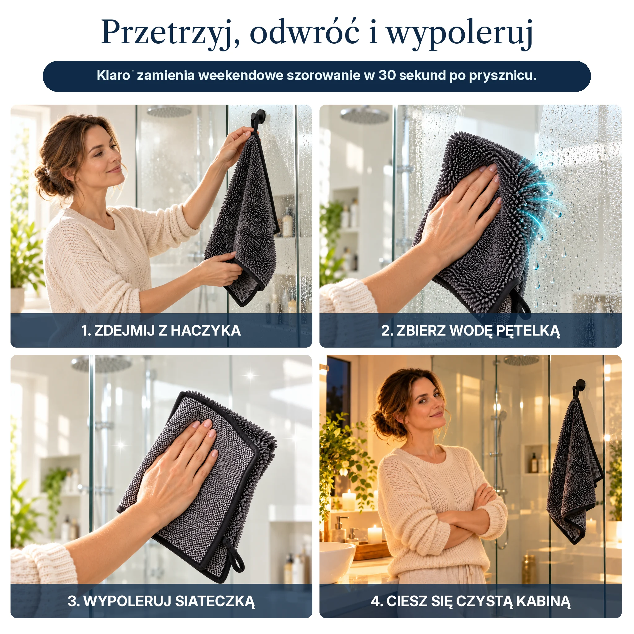 Jak używać Magicznego ręcznika Klaro™ w 4 krokach